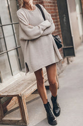 Cup of Cozy – Oversize-Strickpullover mit seitlichen Schlitzen